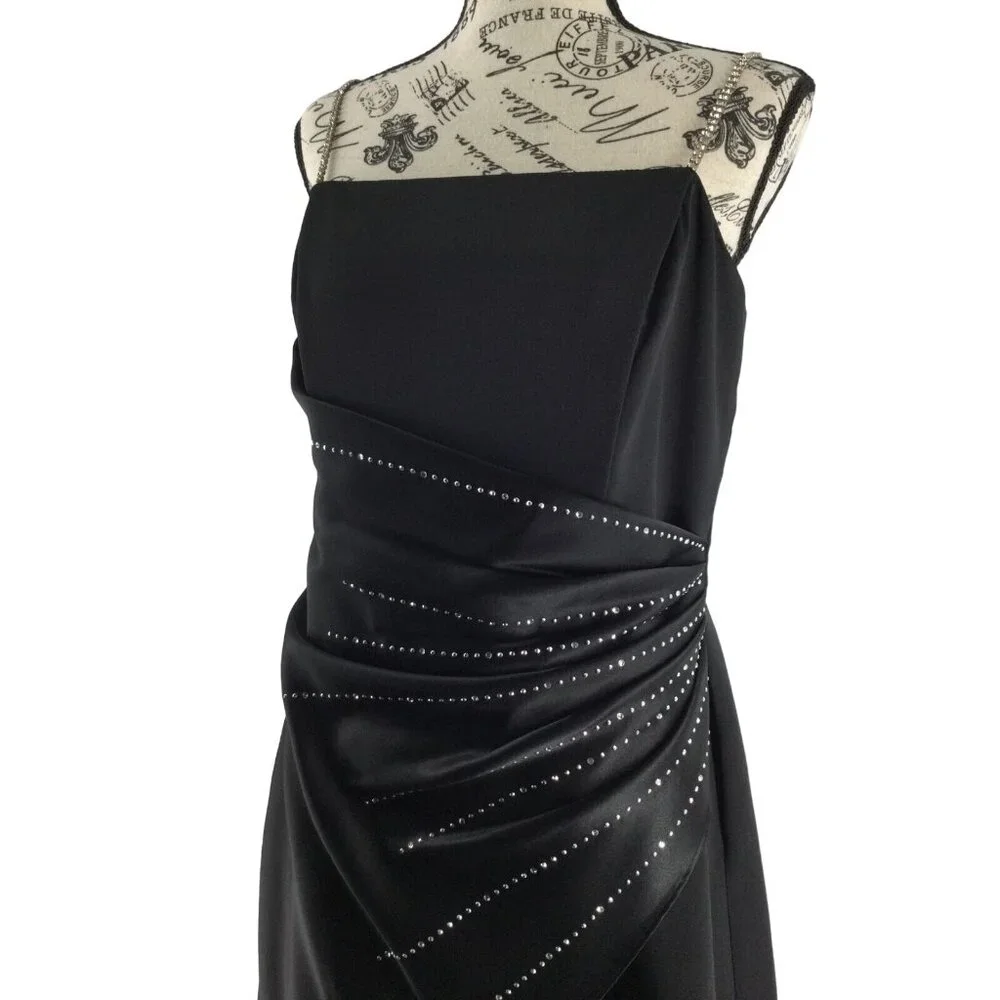 Onyx Nite Crystal Embellished‎ Evening Gown M New